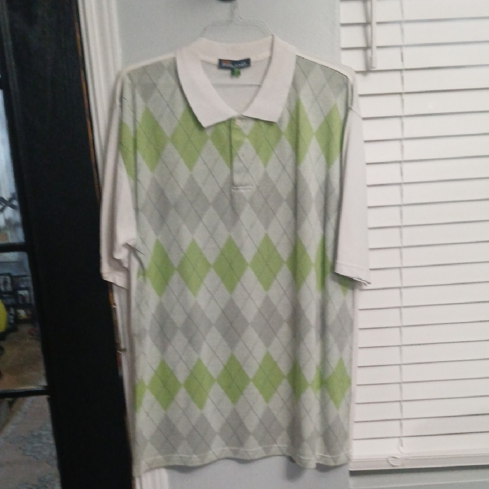 Men's Argyle Polo Shirt - Green and Gray
